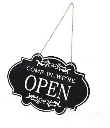 Panneau décoratif en bois « fermé ouvert », 33 x 20 cm, double face, pour décoration de porte, restaurant, magasin et espace commercial