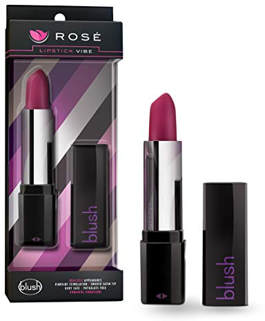Blush Rosé Lipstick 4 Mini Pocket Vibrator, Satin Smooth Tip - Discreet Quiet Bullet Stimulator - Personal Intimate Zone Massager, Clit & Pussy Pleaser - Pleasurable Adult Sex Toy for Women - (Black)
