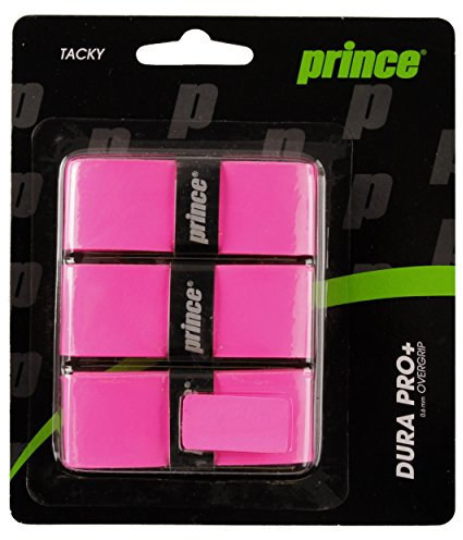 Prince Overgrip Dura Pro Plus 3er - Mango de Raqueta de Tenis, Color Rosa, Talla Standard