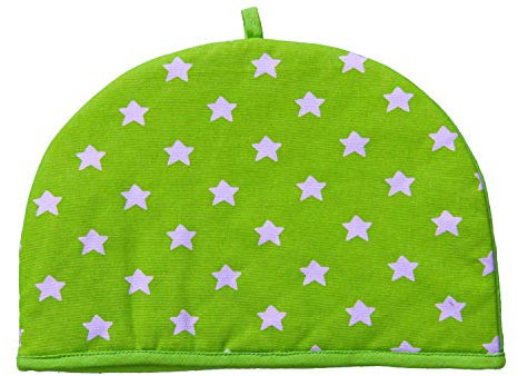 HOMESCAPES Double Design Tea Cosy Stars Green Muff Teapot Warmer 100% Cotton