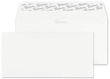 Blake Premium Business 37255 Briefumschläge Haftklebung Brilliant Weiß Wove DL 110 x 220 mm 120 g/m² | 50 Stück