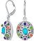 Westlicher Schmuck Mehrfarbige Edelsteine Orange Lila Türkis Oval Medaillon Scheiben Ohrringe für Frauen Oxidiertes .925 Sterlingsilber Klappverschluss.