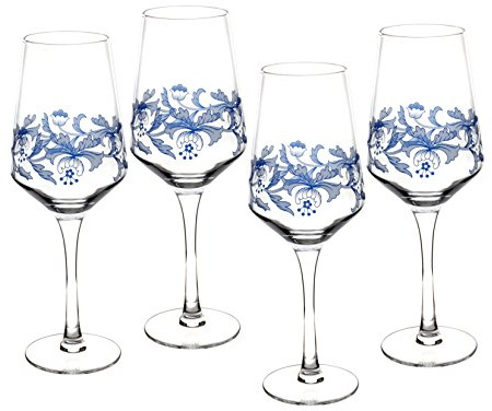 Spode Blue Italian Glassware Wine Glasses, S/4