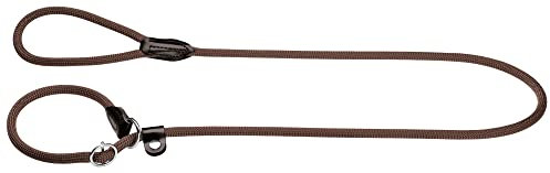 HUNTER Retriever-Hundeleine FREESTYLE, Farbe: braun, integrierte Halsung, stufenlos verstellbar, witterungsbeständig, pflegeleicht, griffig, robustes Tau mit Ledertipps, Größe: 10/120