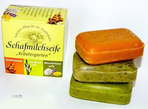 Saling Lot de 3 savons au lait de mouton « Jardin des herbes » 100 g