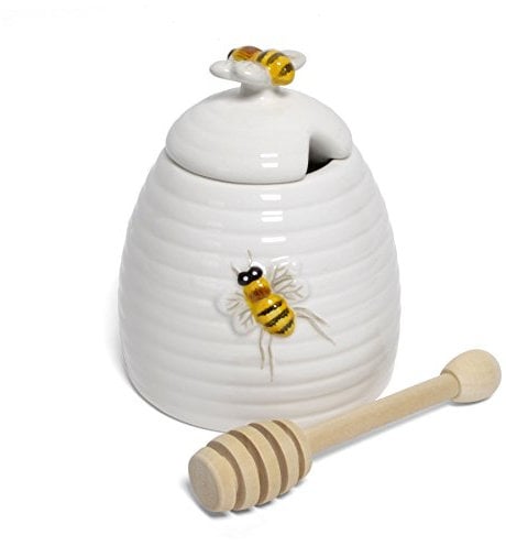 Mary Lake-Thompson Ceramic Honey Pot for Beehive with Dipper
