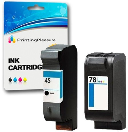 Printing Pleasure 2 Druckerpatronen für HP Color Copier 180 280, Deskjet 1180c 1220c 1280 6120 9300 930c 959c 970cxi, Fax 1220, Photosmart 1000 1115 | Kompatibel zu 45 (C51645AE) & 78 (C6578AE)