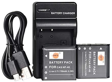 DSTE NP-40 Li-ION Batterie (2-Pack) et Chargeur USB Compatible pour Casio Exilim EX-FC100 EX-FC100WE EX-FC150 EX-FC150BK EX-FC150RD EX-FC160S EX-Z400