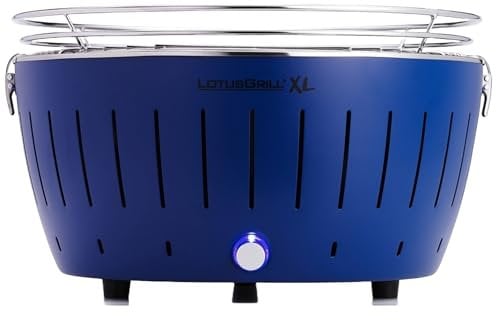 LotusGrill XL Tiefblau G435 der raucharme Holzkohlegrill/Tischgrill mit USB-Anschluß