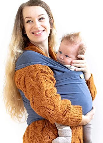 Boba Baby Tragetuch Neugeborene - Elastisches Babytragetuch und Stilltuch für Unterwegs - Einfach zu binden - Babytrage Neugeborene ab Geburt bis 16kg (Vintage Blue)