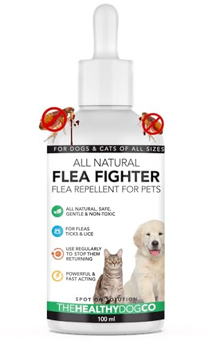 The Healthy Dog Co & Cat - Natural Flea Treatment for Dogs, Cats - Spot On Flea Treatment for Dogs - Dog Flea Treatment, Cat Flea Treatment - Natural Flea Treatment for Dog