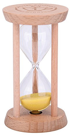 Weiye Mini Sablier en bois - Pour la maison, le restaurant - 1 minute/3 minutes - Couleur bois 1min Wood + Yellow