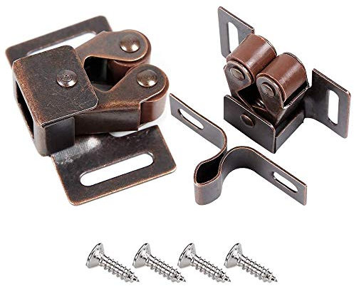 CCUCKY Ferme-portes 8 Pièces, Laiton Poli Fermetures pour Portes, Placards et Tiroirs,Armoire Catches