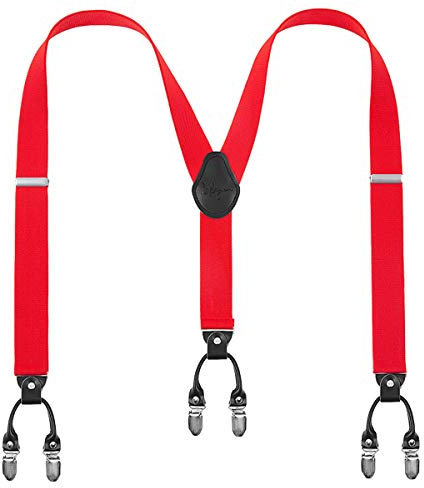 Lafayon Hosenträger Herren mit 6 Clips, Y-Back 3,5 cm Breit Hosenträger Heavy Duty Verstellbar und Elastisch mit Starken Metallklammern und Geschenkverpackung