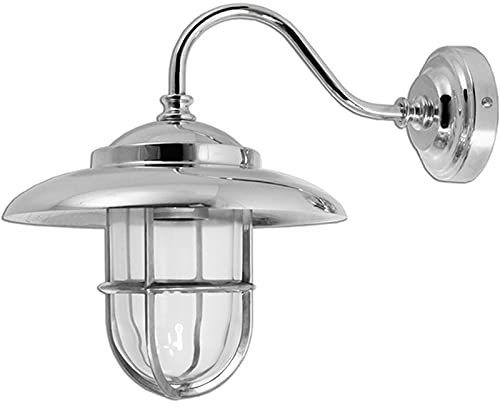 Licht-Erlebnisse Edle Außenwandleuchte Chrom aus Messing Glas IP43 wetterfest Schiffslampe Laterne Hof Terrasse Haus
