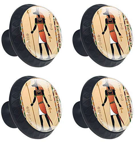 Egyptian Murals Anubis Cabinet Door Knobs Handles Pulls Cupboard Handles Drawer Wardrobe 4pcs