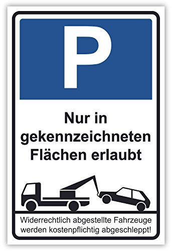 SCHILDER HIMMEL anpassbares Nur in gekennzeichneten Flächen parken Schild 42x30cm Alu-Verbund mit Schrauben, Nr 38 eigener Text/Bild verschiedene Größen/Materialien