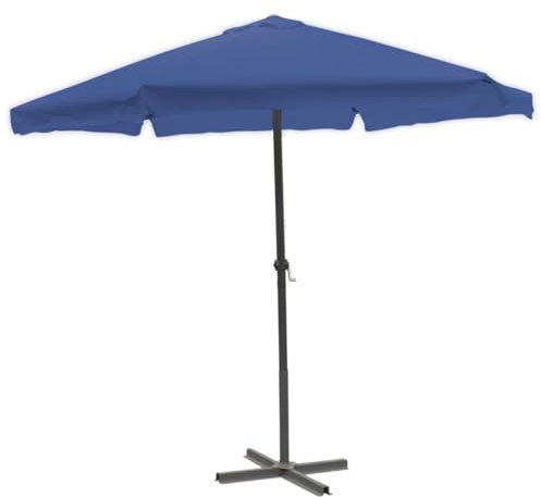 Mojawo Kurbelschirm Gartenschirm Sonnenschirm Aluminium Schirm Ø 3m Krempe und Kurbel verschieden Farben, Farben:Blau