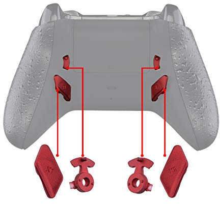 eXtremeRate Lofty Remap & Trigger Stop Ersatztasten Kit für Xbox One S/X Controller, Ersatz Rücktasten Back Buttons Paddles&Trigger Lock Knöpfe Zubehör Set-Rot