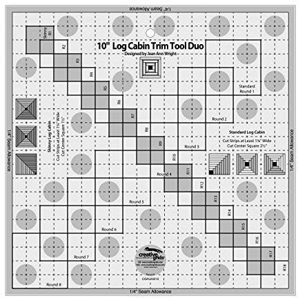 Creative Grids 10in Log Cabin Trim Tool Duo - Acrylic Quilting Ruler - 10.5 inches - Quilting Rulers