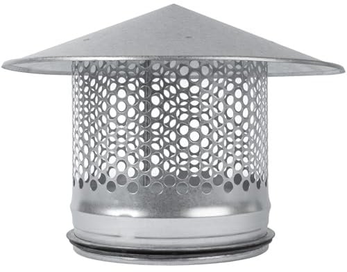 Vent Systems 150 mm / 6 Inch Roof Pipe Cover - Galvanised Steel Cowl Hood with EPDM Seal Gasket - Chimney Cap/Rain Cap Air Extractor with Metal Mesh for Air Exhaust, Flue, Tumble Dryer, Stove Pipe
