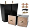 10cm Holz Möbelfüße, Btowin 4 Stück Schwarz Massivholz Pyramide Tischbeine Möbelbeine mit vorgebohrten M8 Bolzen & Montageplatten & Schrauben für Schrank Sofa Bett Ottomane