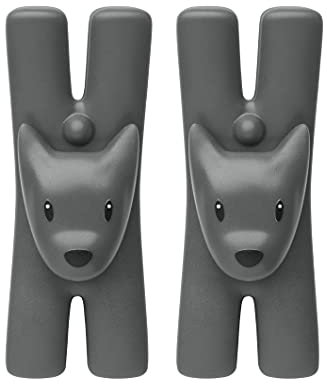 Alessi Giampo MMI32D B, Set di 2 Mollette Magnetiche da Cucina di Design, Resina Termoplastica, Nero