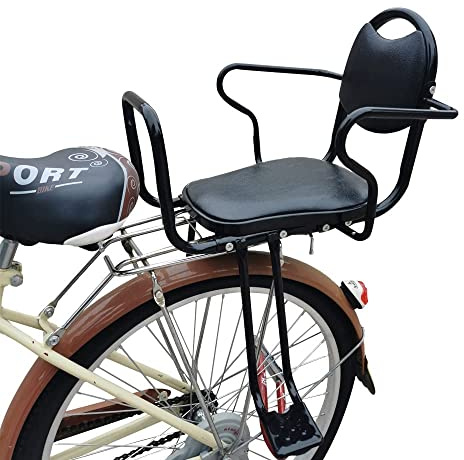 WORAMUK Kinderfahrradsitz hinten, Fahrradsitz hinten mit Armlehnen, Pedalen und Gurt, für die meisten Erwachsenen-Fahrräder im Alter von 2 bis 8 Jahren (bis zu 50 kg)