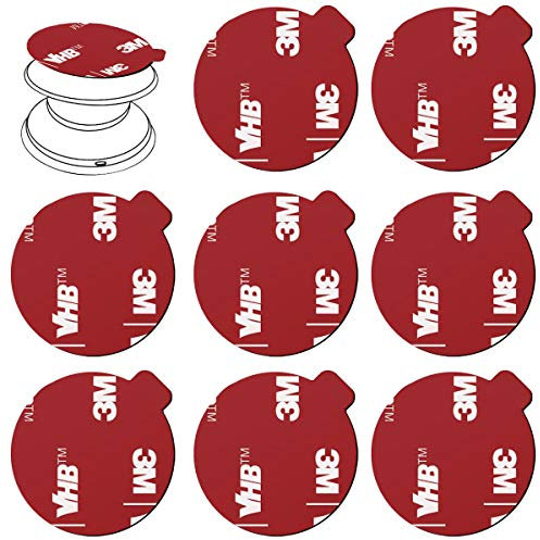 8pcs 3M Sticky Adhesive Replacement Pads for Socket Base Mount,VIIMAKE 1.38 inches Round 3M VHB Double-Sided Adhesive Pads,for Phone Collapsible Grip Stand Back Base Sticker Tapes (Red)