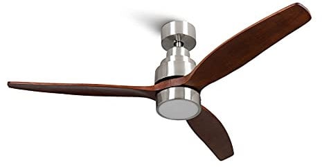 Mellerware - Ventilatore da soffitto con telecomando Brizy! Bright | Potenza 45 W | Ultra silenzioso | 3 pale | Diametro 132 cm | 6 velocità | Timer | ventilatore + LED integrato | Legno Scuro