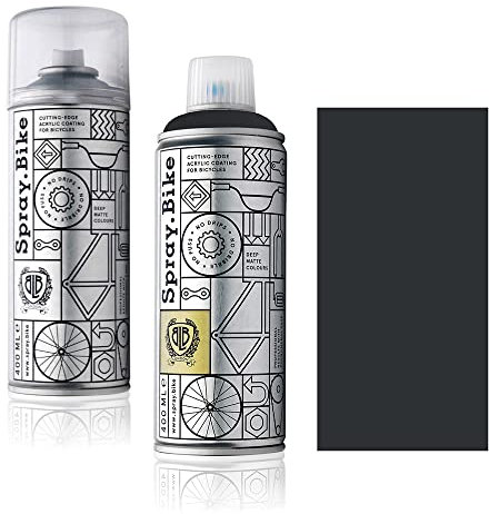 SPRAY.BIKE Fahrrad Lackspray in versch. Farben - KEINE GRUNDIERUNG notwendig - Acryllack/Lack Spray in 400 ml Spraydose, Matt- und Klarlack Optik möglich (Graphitgrau Raven Grey, Klarlack Set)