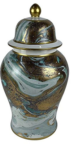DKD Home Decor Vase aus Porzellan, modern, Blau, 22 x 22 x 41 cm