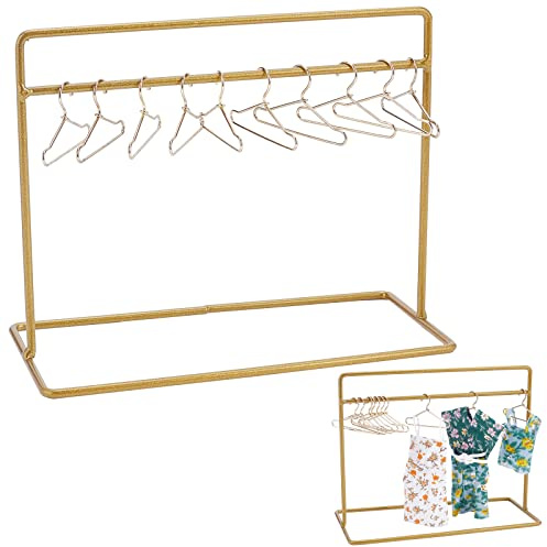 SUPERFINDINGS 1 Set Puppenkleiderständer Inklusive 1 Stück 6x2.8x4.710cm Puppenkleiderregal Puppenschrank Und (4) Stück Mini Puppenkleiderbügel Puppenkleiderschrank Möbelzubehör Für Puppenhausbedarf
