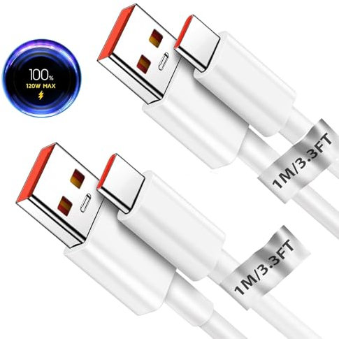 ACAGET USB C Cable for Xiaomi, 2 Pack/1M, 120W Max Turbo Charging Cable for Android Auto Cable HyperCharge, Fast Charger Lead for Xiaomi 15 14T Pro14 13T 13 12T11T for Redmi Note 14 13 12 POCO C65 X6