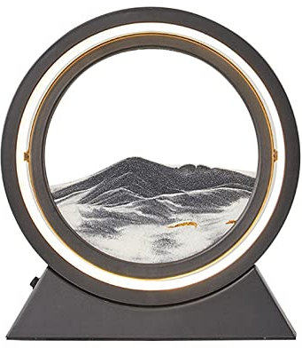 3D Sandbilder Zum Drehen, Rund Dynamisches Sandbild, 10 Bewegliches Sandkunstbild, 3D Fließende Sandmalerei Für Erwachsene & Kinder, Bewegende Sandkunst Landschaft für Desktop Deko (Schwarz & Weiß A)