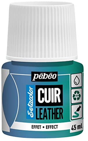 Pebeo - Setacolor Cuero - Pintura acrílica para cuero y polipiel - Personalización de bolso, zapato, zapatilla -Resistente a los arañazos, a los pliegues y al frote -Efecto duocromo -Azul/Verde -45 ml