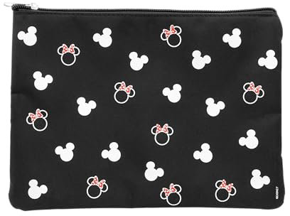 DISNEY Minnie - Trousse Plate Noire Minnie Mouse - Pochette de Voyage idéale pour Le Maquillage Mickey et Minnie