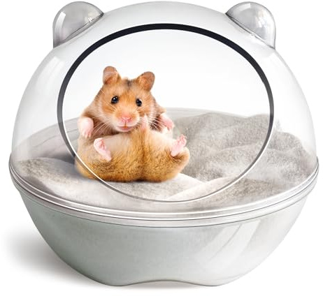 TieLishor Hamster Bathroom,Hamster Bathtub,Small Animal Habitat Décor,Sand Bath Container,Sand Bath Box for Small Pet Animals Cage Accessories (L 5.5 * 5.5 * 4.3 inch)