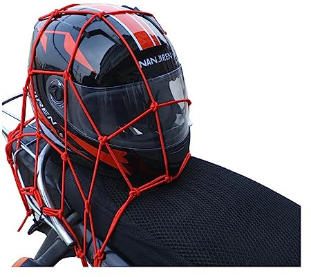 JNNJ Motorrad Gepäcknetz, Gepäcknetz Fahrrad, Gummizug Dehnbar 30 x 30cm Motorrad Helmnetz, Gepäckspanner mit Haken, Für Fahrradnetz Motorradnetz Gepäcknetz Transportnetz(Rot)