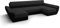 ALTDECOR Ecksofa mit Schlaffunktion und Bettkasten mit Gasdruckfeder, Polstercouch in U-Form, rückenecht gepolstert, ideal als Gästebett - 321x140x88 cm Schwarz/Grau