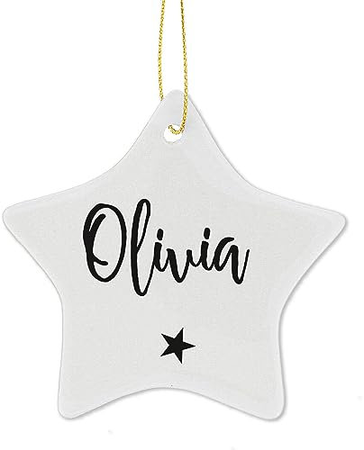 Personalised Christmas Tree Decoration. Ceramic Name Star Ornament