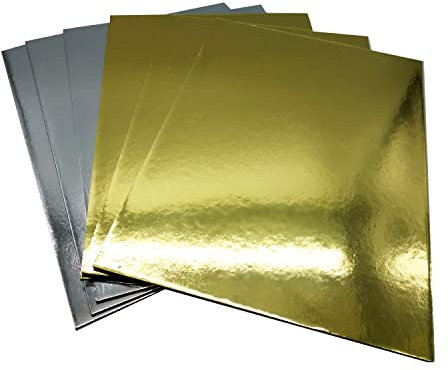 KITCHENDREAM Cake Board Set, Kuchenplatte, Eckig, Gold und Silber, 3 mm dicke Pappe, zum Servieren und Transportieren von Kuchen und Torten, auch für Party-Buffets, 3 Stk. 35x30cm