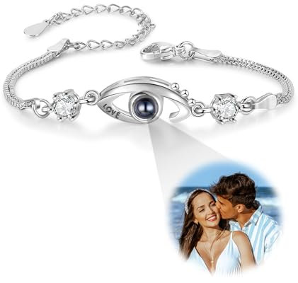 Glooraca Armbänder mit Bild innen personalisierte Foto Projektion Armband für Frauen Bild Armband personalisierte Foto Geschenke für Mama Freundin (Style 2)