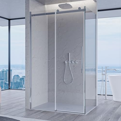 Box doccia angolare porta scorrevole più lato fisso EUCLIDE 4.0