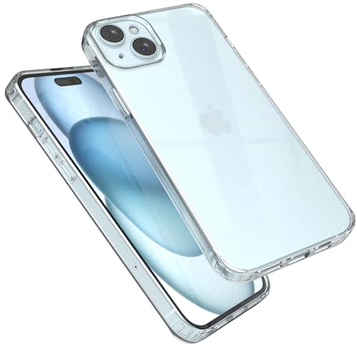 EAZY CASE Premium Crystal TPU Hülle kompatibel mit iPhone 15 Plus Silikon mit Kameraschutz, Slimcover, Handyhülle, Silikonhülle, Backcover, Durchsichtig, Klar/Transparent
