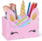 Unicorn Castle Schreibtisch Organizer aus Holz Regenbogen Stiftehalter Stifteköcher Stifthalter Tisch Organizer Makeup Brush Holder Organizer für Kinder
