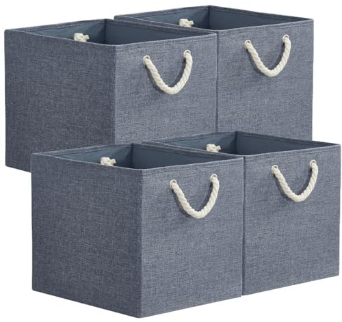 Mangata Faltbare Aufbewahrungsboxen, 33 x 38 x 33 cm Aufbewahrungswürfel mit Seilgriffen, Große Stoffbox für Würfelregal, Organizer für Kleidung, Cold Grey