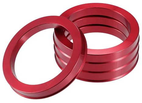 A ABSOPRO Radnaben-Zentrierringe 4 Stück Rot Aluminiumlegierung | Außendurchmesser 73.1 Mm, Innendurchmesser 57.1 Mm, Dicke 10 Mm, Korrigiert Rad- Und Nabenmaße, Beseitigt Vibrationen
