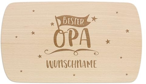 PrintPlanet® - Personalisiertes Holz-Frühstücksbrettchen mit Gravur - Schneidebrett mit Namen personalisiert - Motiv: Bester Opa