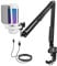 TONOR Gaming Mic, Microfono USB per PC PS4/5 con Supporto per Braccio, Micro a Condensatore Cardioide con RGB e Luminosità Regolabili, Mute Rapido, Controllo del Guadagno, per Streaming, TC310+ Bianco